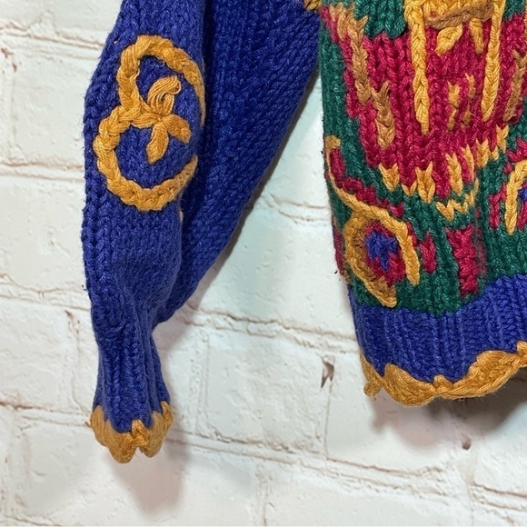 Vintage Jennifer Reed Hand Made MultiColor Embroidered Sweater Medium Christmas - Picture 14 of 14